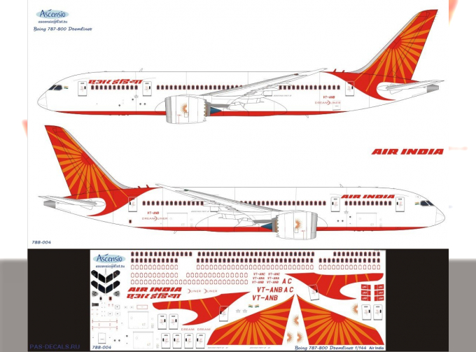 Декаль на самолёт боенг 787-8 Dremliner (Air India)