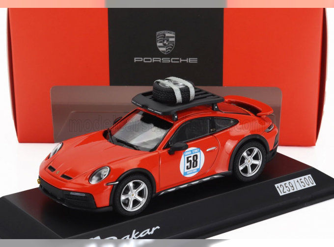 PORSCHE 911 992 №58 Rally Dakar Special With Pack Roof (2023), Blood Orange