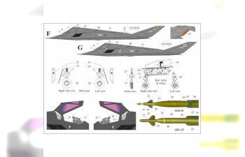 Декаль для F-117A тех. надписи