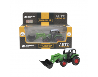 Трактор погрузчик, зелёный