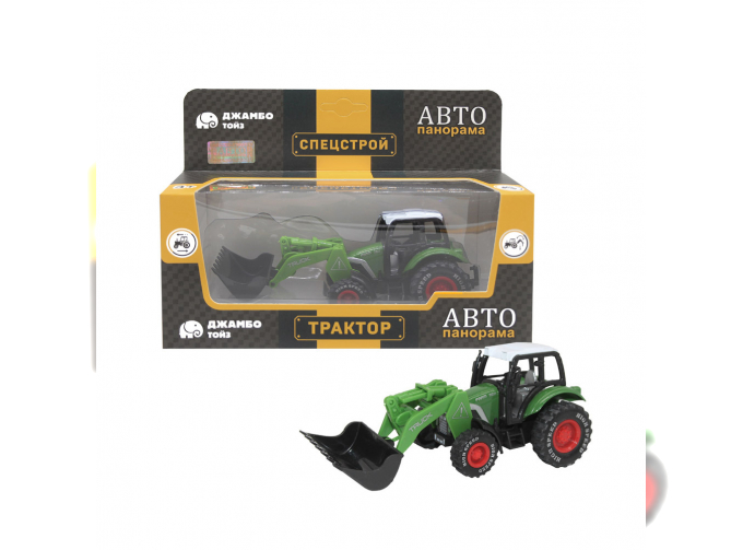 Трактор погрузчик, зелёный