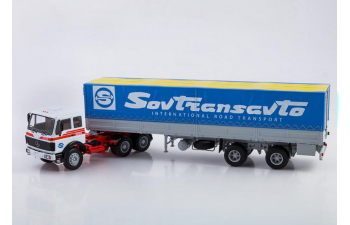 MERCEDES-BENZ NG2232 с полуприцепом Fruehauf Savoyarde Sovtransavto, белый / синий