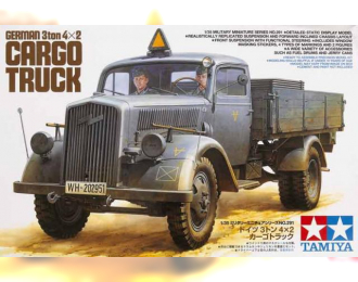 Сборная модель Cargo Truck Немецкий 3-х тонный грузовик (Opel Blitz), 2 фигуры, (4 вар-та декалей), бочки и канистры