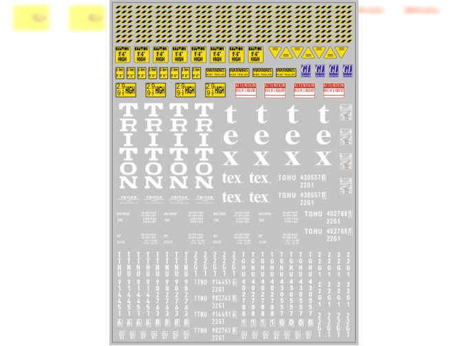 Набор декалей Контейнеры TRITON,TEX (вариант 1), белый (200х140)