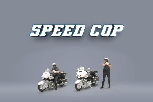 FIGURES Set 2x Police Man With 2x Motorcycle, Black White