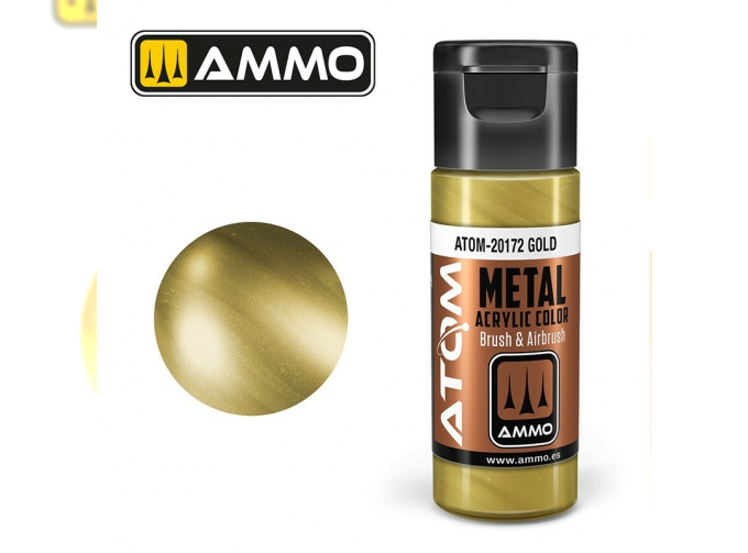 Краска акриловая ATOM COLOR METALLIC Золото / Gold, 20мл