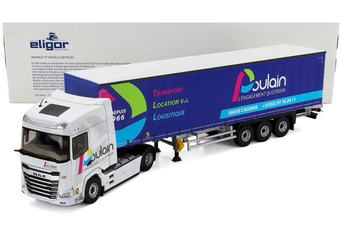 DAF Xg Truck Telonato Poulain Transports (2021), White Blue