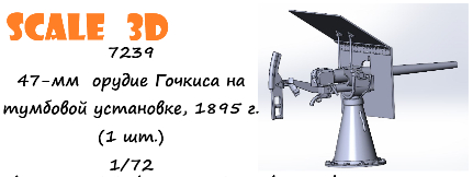 47-мм орудие Гочкиса на тумбовой установке, 1895 г. со щитом