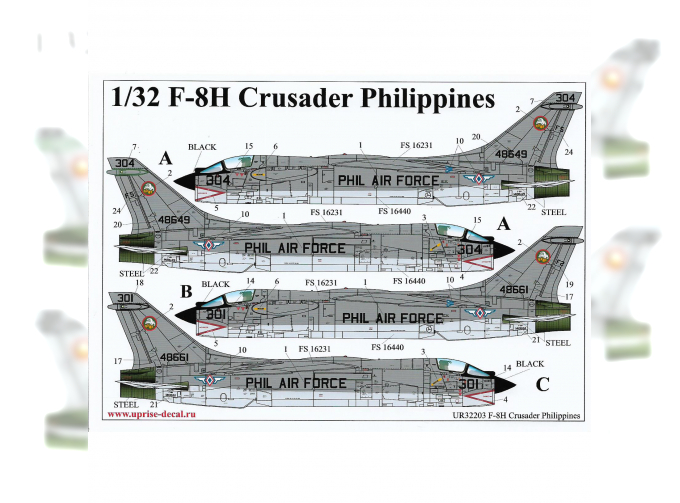 Декаль для F-8H Crusader Pilippines with full stencils