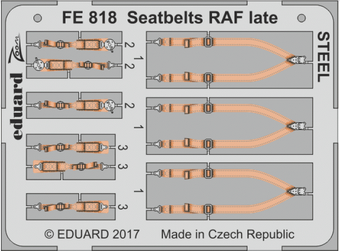 Фототравление Ремни RAF поздние, сталь