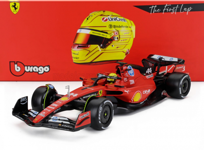 FERRARI F1 Sf-23 Team Scuderia Ferrari Hp №44 Fiorano (2025) Lewis Hamilton - Con Vetrina - With Showcase, Red Black