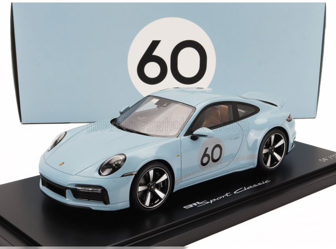 PORSCHE 911 992 Sport Classic №60 Coupe (2022) - Con Vetrina - With Showcase, Light Blue