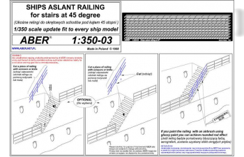 Ships aslant railing at 45 degree