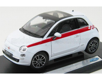 FIAT 500 SIDE RED STRIPES (2007), white 