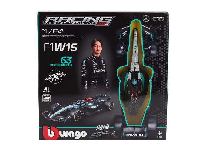 Сборная модель MERCEDES-BENZ GP F1 W15 Eq Performance Team Amg Petronas Motorsport №63 Season (2024) George Russell, Black Silver Green