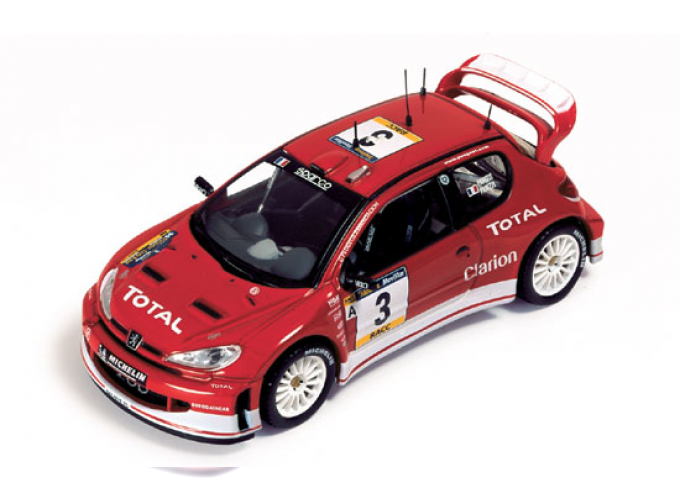 PEUGEOT 206 WRC #3 Red G.Panizzi-H.Panizzi Winner Catalunya Rally (2003), red