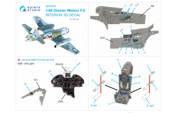 3D Декаль интерьера кабины Meteor F.8 (Airfix)