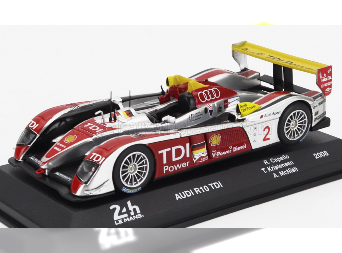 AUDI R10 Tdi 5.5l Turbo V12 Team Audi Sport North America №2 Winner 24h Le Mans (2008) Rinaldo Capello - Tom Kristensen - Allan Mcnish, Silver Red Yellow