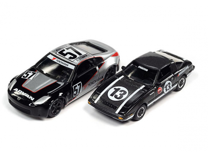 NISSAN 350Z #57 (2006), black/silver, MAZDA RX-7 #13 (1981), black with dark Silver & white side