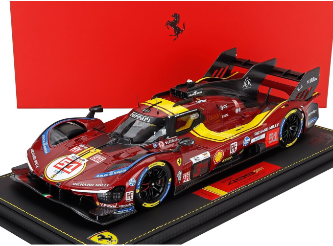 FERRARI 499p 3.0l Turbo v6 Team Ferrari AF Corse №51 3rd 24h Le Mans 2025 Alessandro Pier Guidi - James Calado - Antonio Giovinazzi - con vetrina - with showcase 