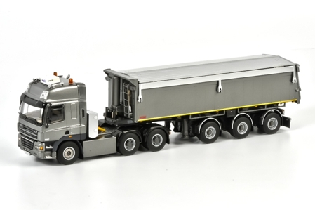 DAF CF 85 Space Cab Tip Trailer Asphalt Sand (3 axle), Premium Line 1:50, серый