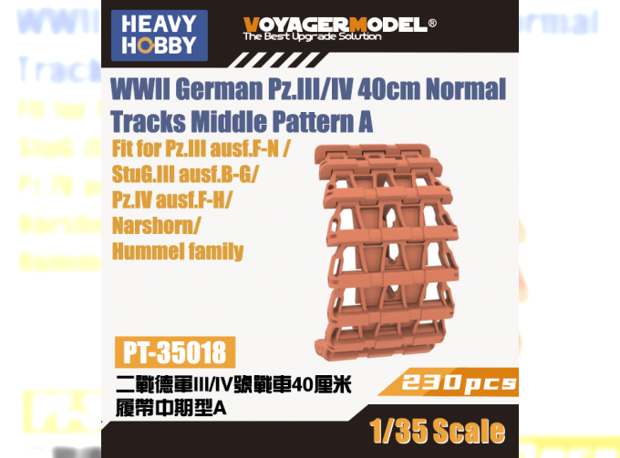 WWII German Pz.III/IV 40cm Normal Tracks Middle Pattern A