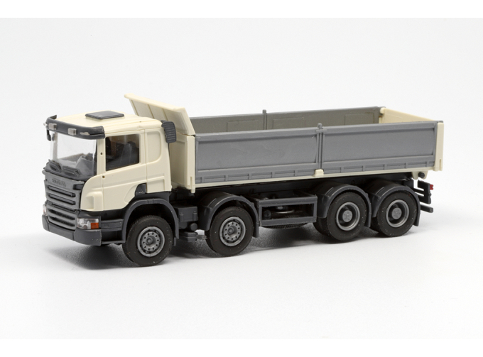 SCANIA P 8х4 самосвал с стальными бортами, слоновая кость/серебряный