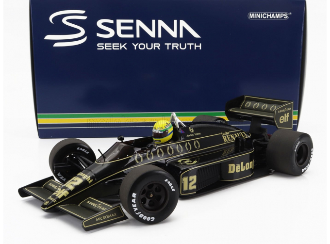 LOTUS F1 98t Renault Turbo N12 Season Dirty Version (1986) Ayrton Senna, Black Gold