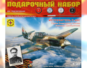 Сборная модель Истребитель P-40C Героя Советского Союза Алексея Хлобыстова (подарочный набор)