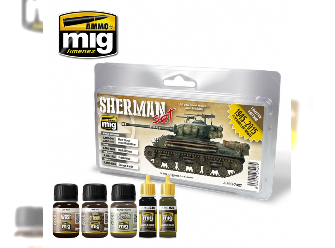 Набор красок и смесей "FURY SHERMAN SET" (Шерман "Ярость")