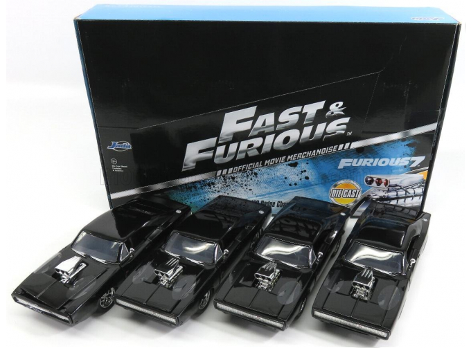 DODGE Set 4x Dom's Dodge Charger R/t 1970 - Fast & Furious 7, Black