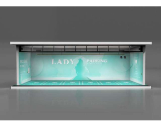 Parking Garage *Lady Parking with light*, blue/white