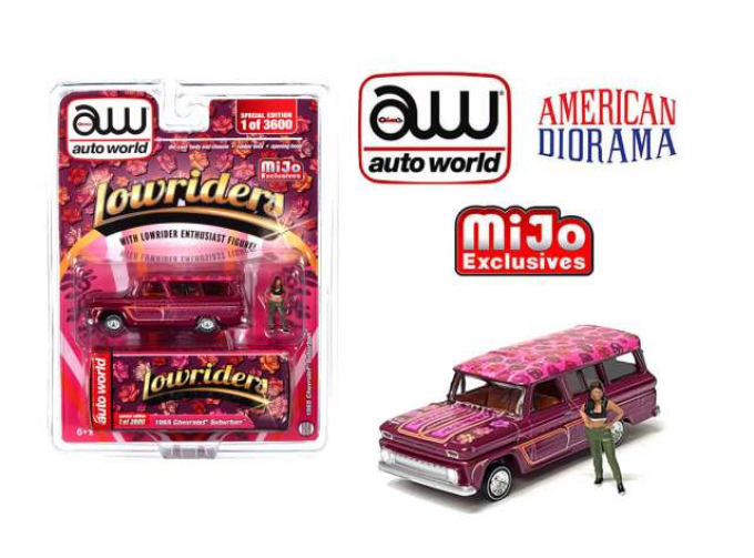 CHEVROLET Suburban Lowrider with figure 1965, pink