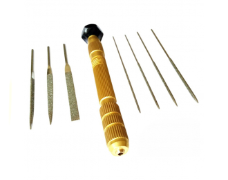 Точный напильник для моделирования с ручной дрелью (для сверл диаметром 0,2-3,0 мм) и 7 напи