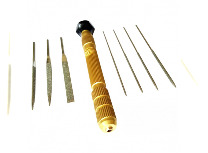 Точный напильник для моделирования с ручной дрелью (для сверл диаметром 0,2-3,0 мм) и 7 напи