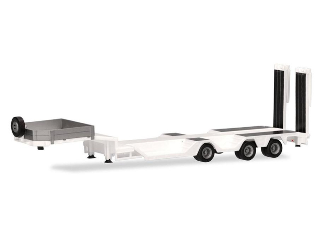 Низкорамный полуприцеп-тяжеловоз пятиосный Goldhofer, белый