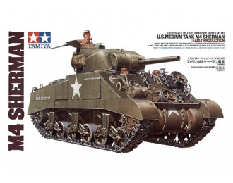 Сборная модель Американский средний танк М4 Sherman (ранняя версия) 1942г. с 3 фигурами танкистов