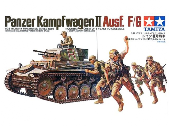 Сборная модель танк PANZERKAMPFWAGEN II Ausf F/G с 20 мм пушкой KWK38 7,92 мм пул-ом MG34 и 5 фигурами