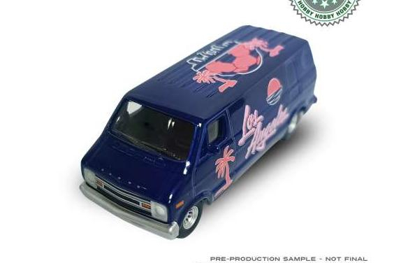 DODGE B-100 Van, Los Angeles Tribute *International Soccer Celebration 2026* (1976), blue / pink