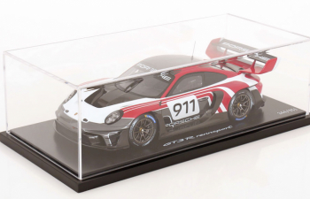 PORSCHE 911 992 Gt3 R №911 Racing Flacht Design Coupe (2021) With Showcase, White Blue Red