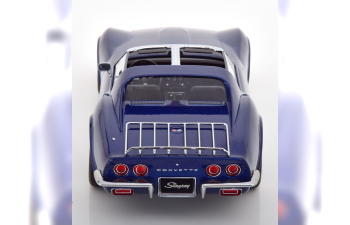 CHEVROLET Corvette C3 with removable roof parts and side pipes (1972), blue metallic