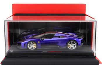 FERRARI F80 2024 - Silver Rims - Con Vetrina - With Showcase, Blu Elettrico - Blue White