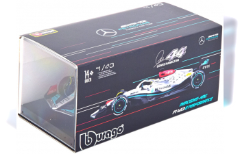 MERCEDES GP F1 W13e Team Mercedes-amg Petronas F1 N 44 Season 2022 Lewis Hamilton - With Helmet And Plastic Showcase, Silver Green