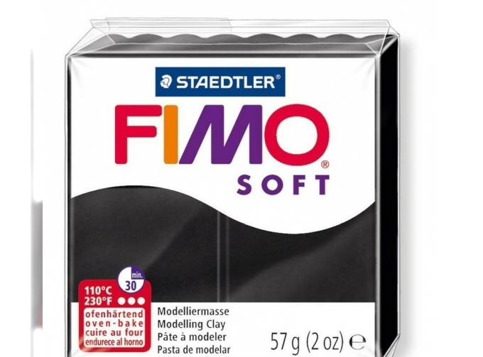 Полимерная глина FIMO Soft, 57 гр., чёрного цвета / Fimo Soft 57gr - Black