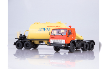 Камский грузовик 54112 с полуприцепом-муковозом АСП-25, красный / желтый