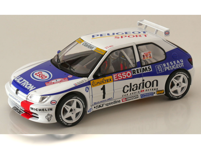 PEUGEOT 306 Maxi N 1 2nd Rally Montecarlo (1996) Francois Delecour - Herve Sauvage, White Blue