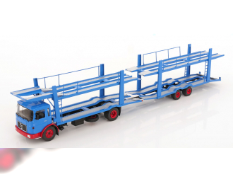 MAN автовоз с прицепом (car transporter with trailer) (1970), blue / red