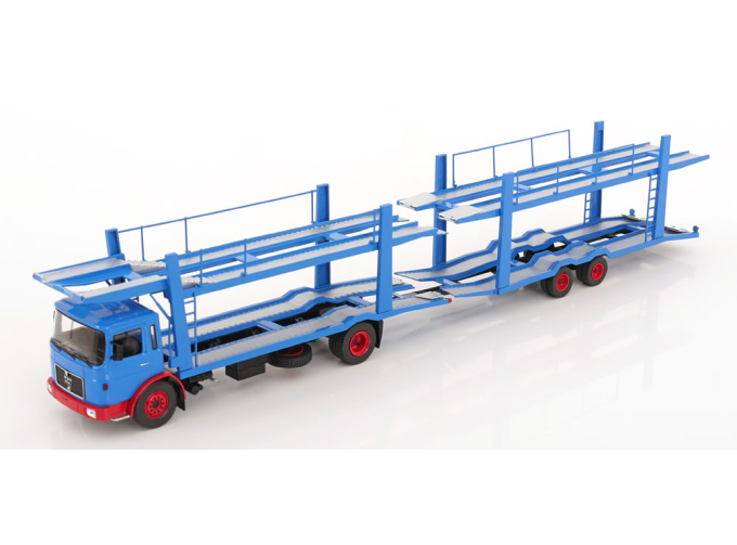 MAN автовоз с прицепом (car transporter with trailer) (1970), blue / red