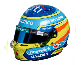 BELL HELMET Casco Helmet F1 Fernando Alonso Team Aston Martin Aramco №14 Season (2025), Green Yellow Red