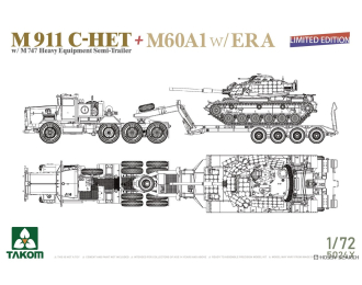Сборная модель Oshkosh M911 C-HET w/ M747 Heavy Equipment Semi-Trailer + M60A1 w/ ERA Limited Edition
